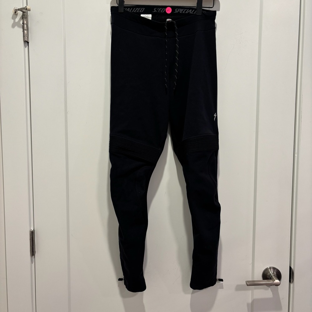 Specialized Mens Cycling Tights Black Thermal Fleece Lined Ankle Zip Pants M